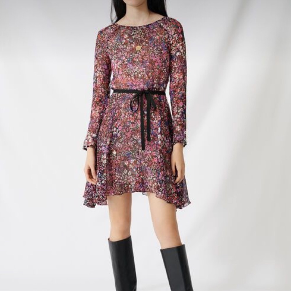 Maje Belted Floral Dress